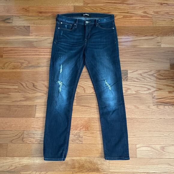 Express Super Skinny Mid Rise Jeans Womens 10R Dark Wash Stretch Denim Casual - Picture 1 of 11